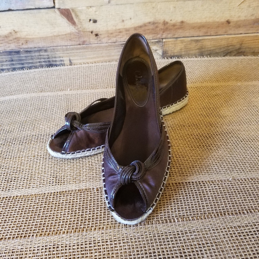 Cole Hann | Peep Toe Ballet Flats Expresso…